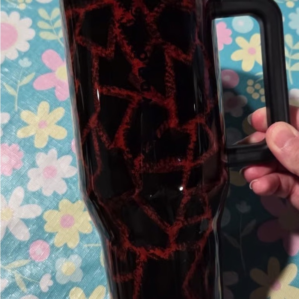 New HydroJug Black and Red Geometric Vase